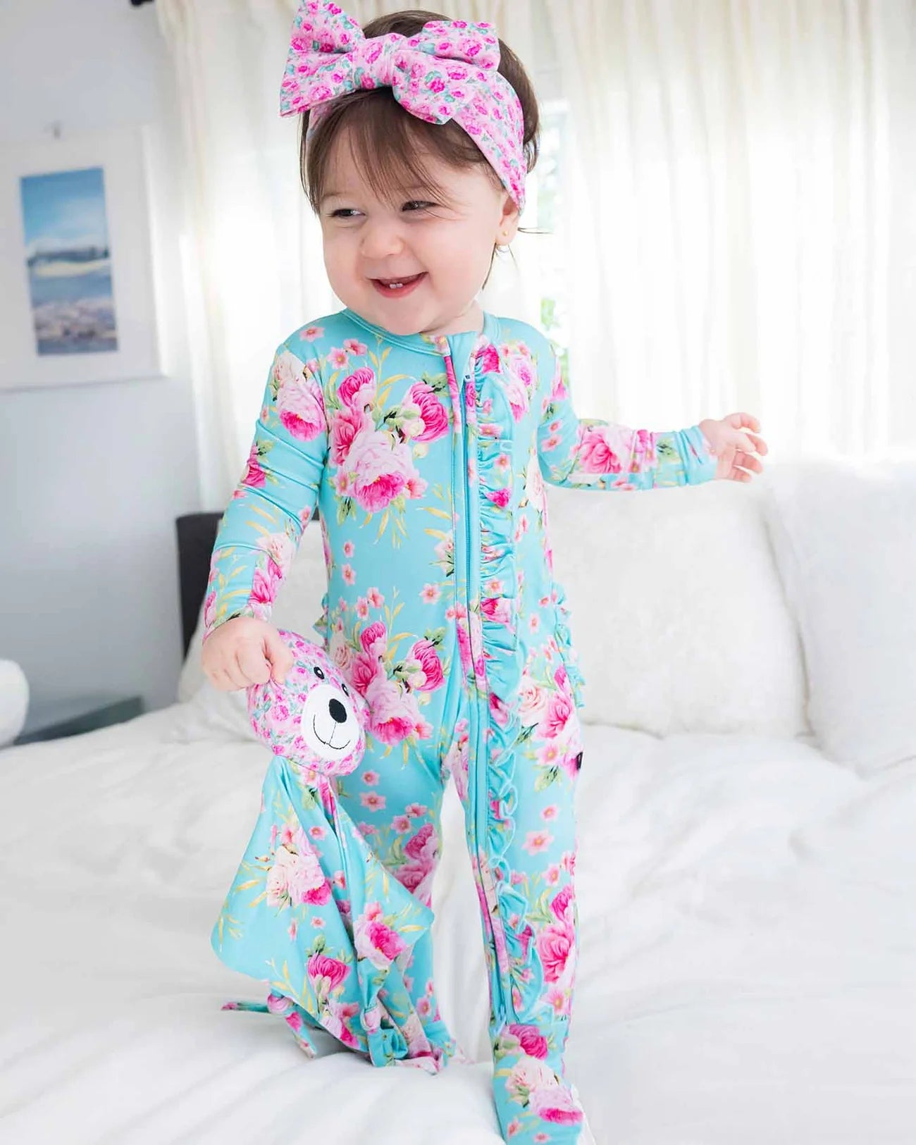 Alana Ruffled Zippered Footie