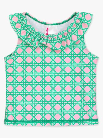 Pink Coastal Cane Active Ruffle Tank Top