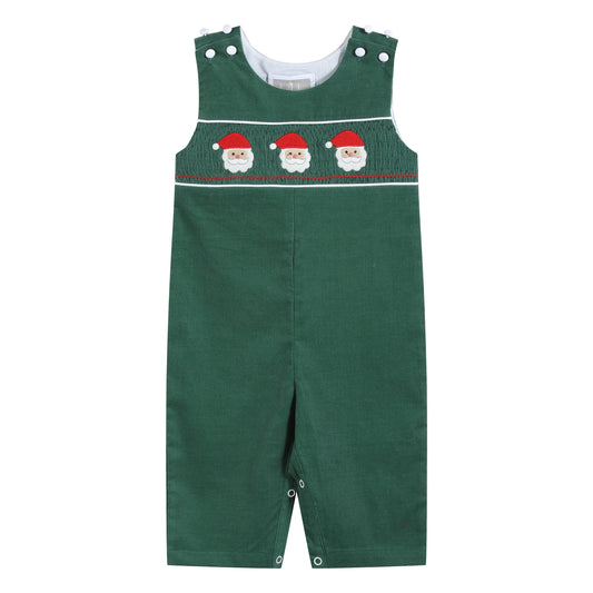 Green Corduroy Santa Smocked Overalls