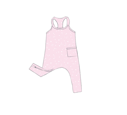 Pink Sparkle Cotton Tank Romper