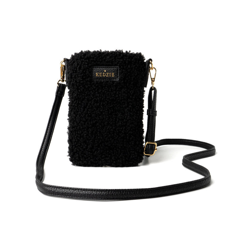 Black Sherpa Phone Crossbody Sling