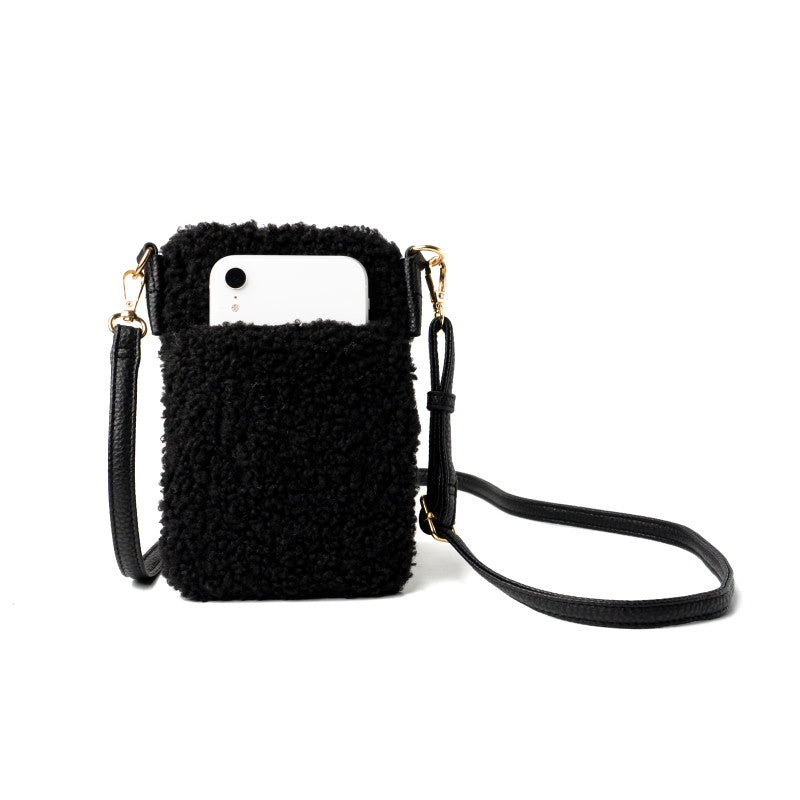 Black Sherpa Phone Crossbody Sling