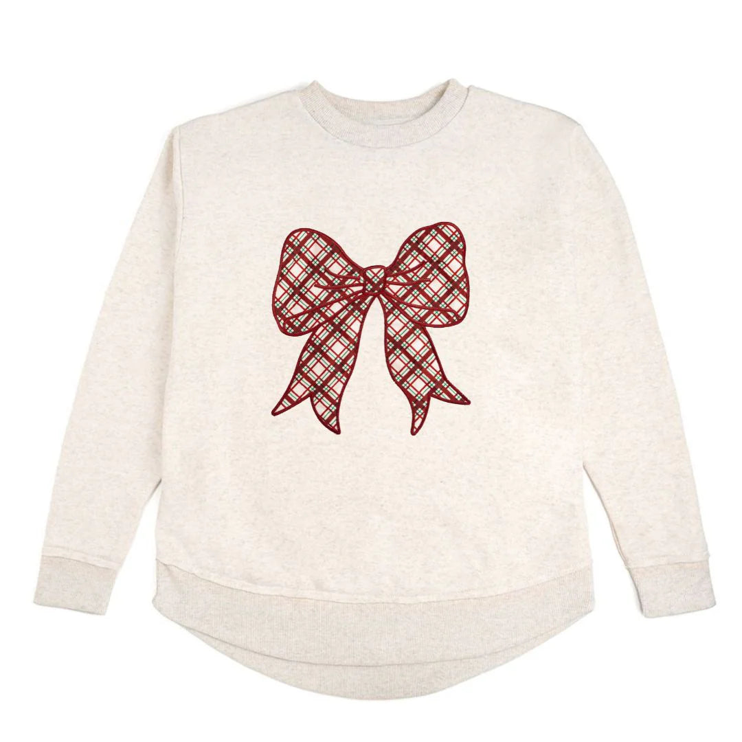 Christmas Plaid Bow Patch Women's Sweatshirt