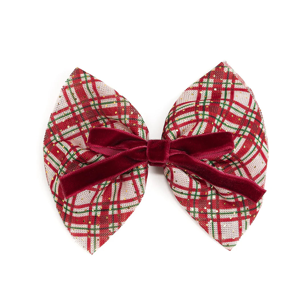Christmas Plaid Layered Bow Clip