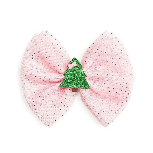 Christmas Tree Tulle Bow Clip