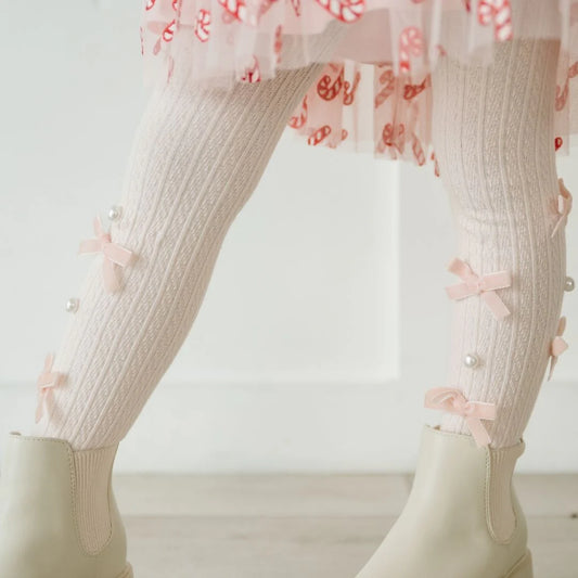 Bedazzled Coquette Tights Light Pink