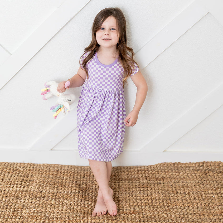 Lilac Checkered Dress