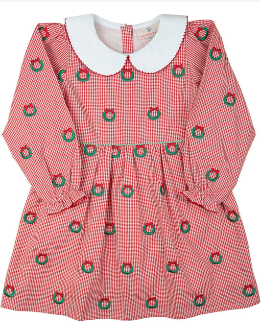 Christmas Wreaths Embroidered Dress