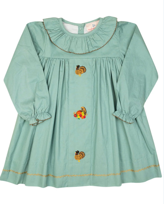 Turkey Embroidered Sage Green Dress