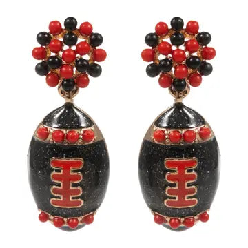 Red/Black Football Earrings