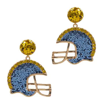 Blue/Gold Football Helmet Earrings