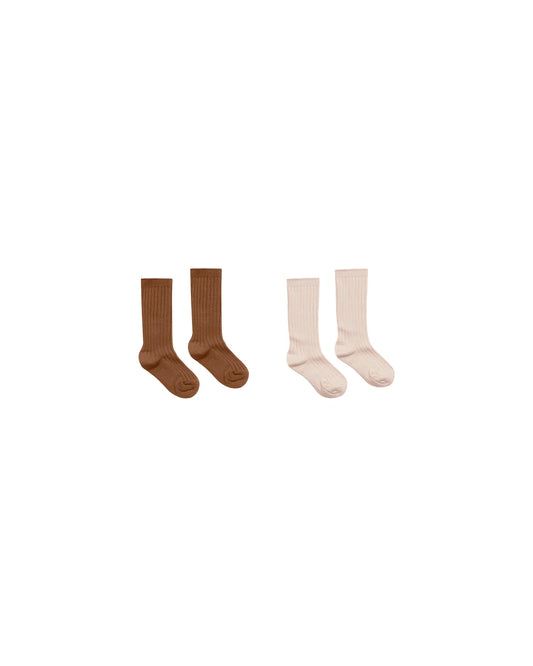Saddle, & Shell Ribbed Socks