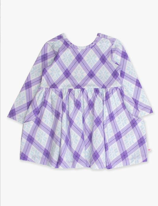 Purple Enchanted Gingham Twirl Dress