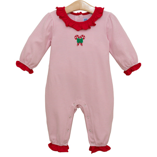 Candy Cane Ruffle Romper