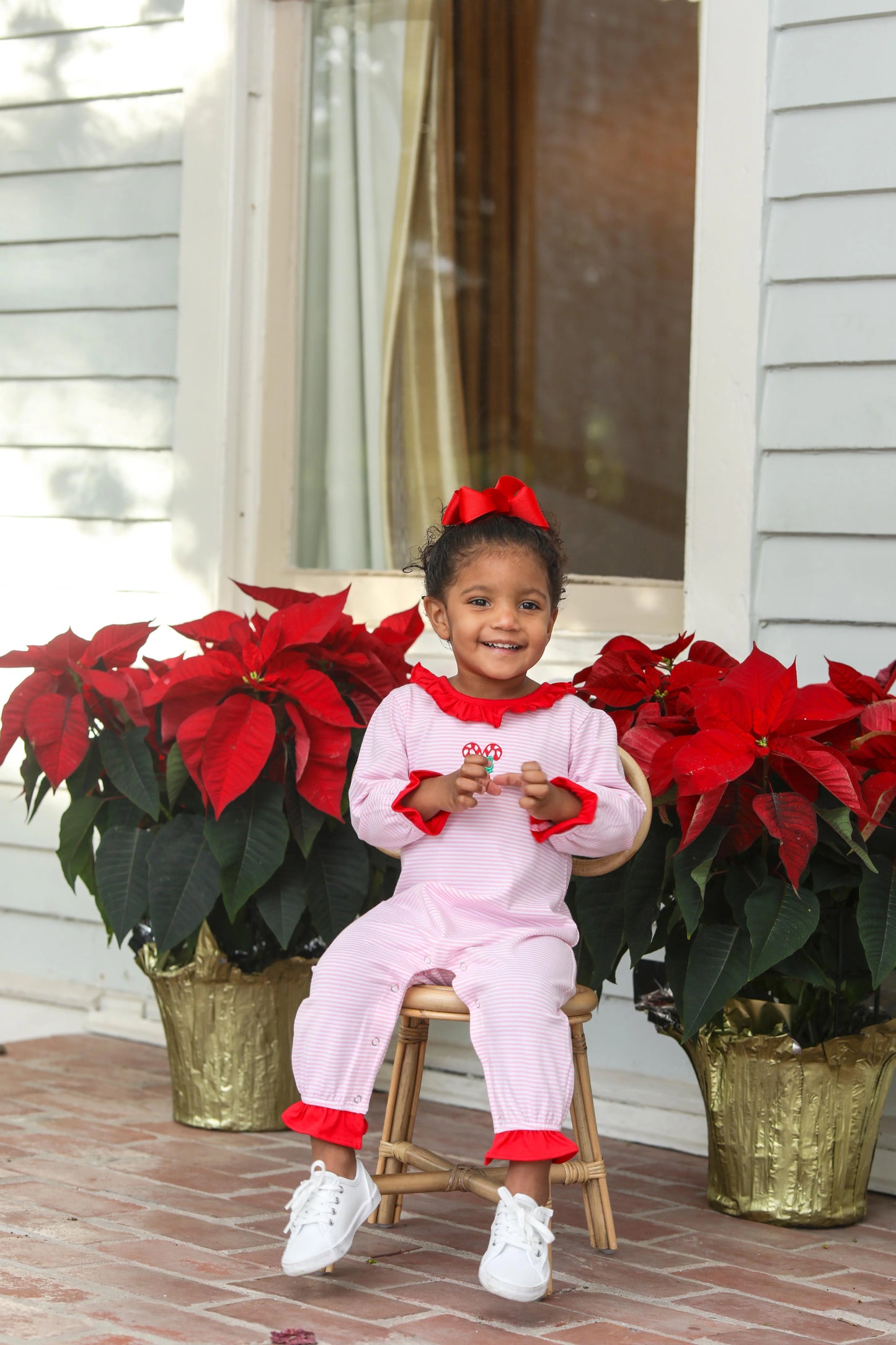 Candy Cane Ruffle Romper