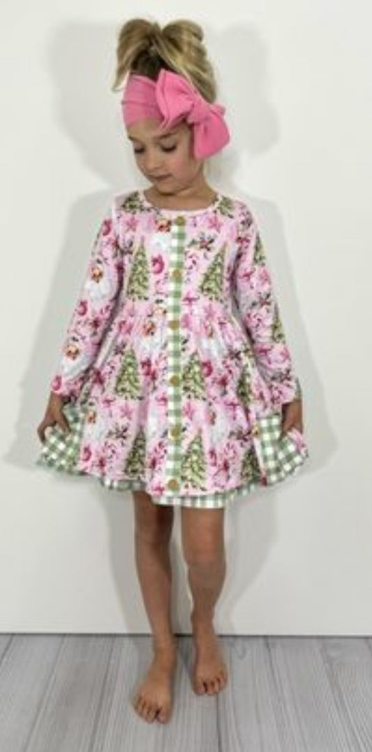 Pink Christmas Girl Dress