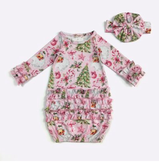 Pink Christmas Baby Gown