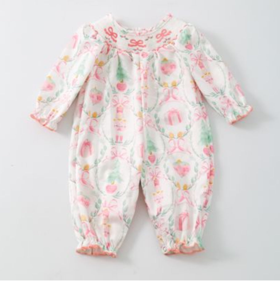 Nutcracker Coquette Smocked Baby Romper