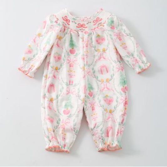 Nutcracker Coquette Smocked Baby Romper
