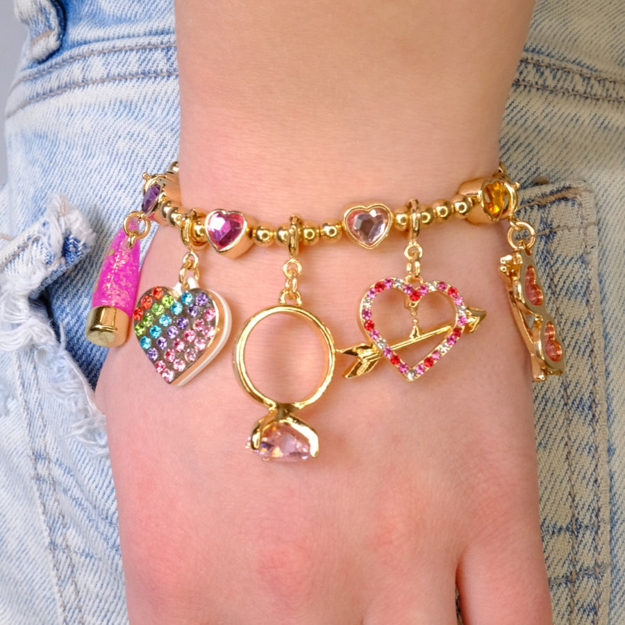 Gold Sparkle Heart Bead Bracelet
