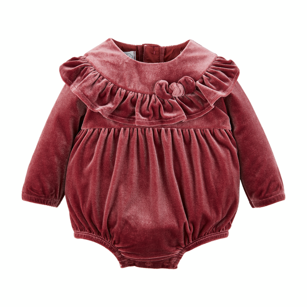 Berry Velvet Baby Romper