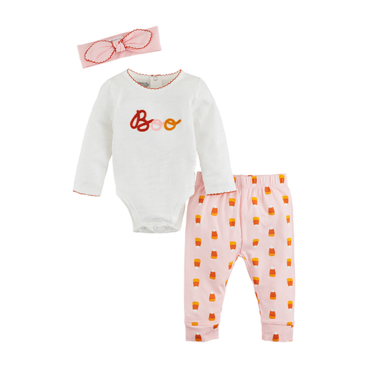 Pink Boo Glow Baby Bodysuit Set