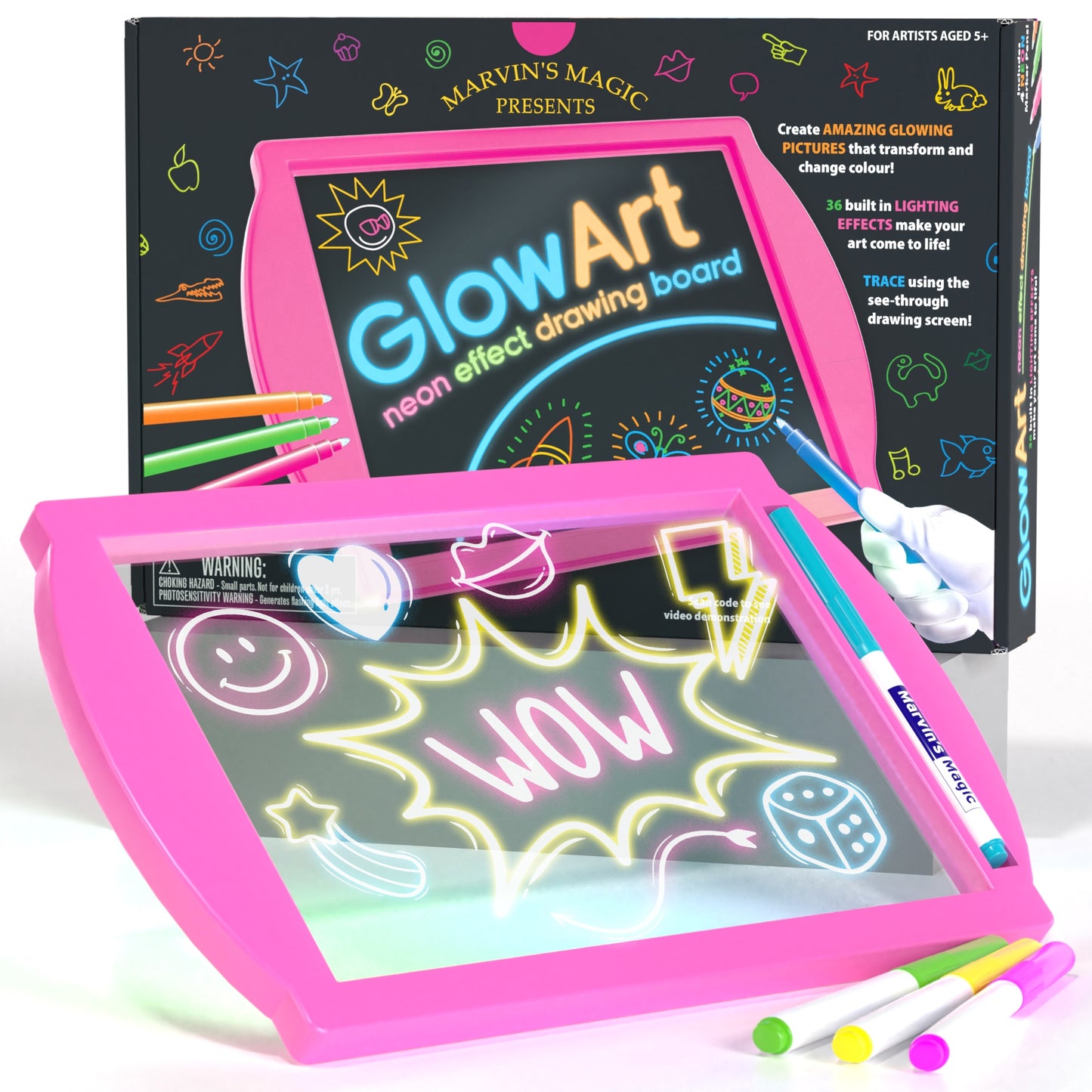 Glow Art Drawing Board - Pink Or Black