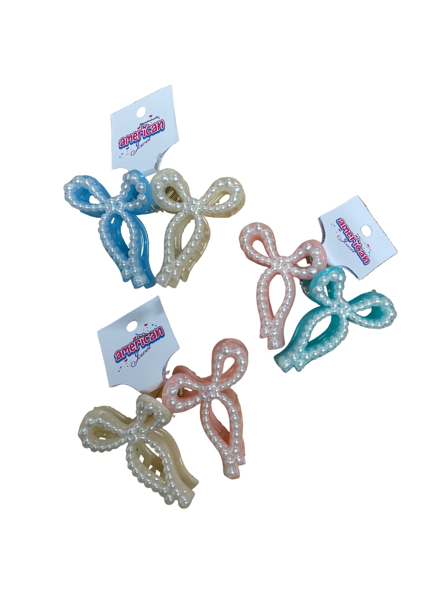 2pc-Pearl Bow Claw Clip