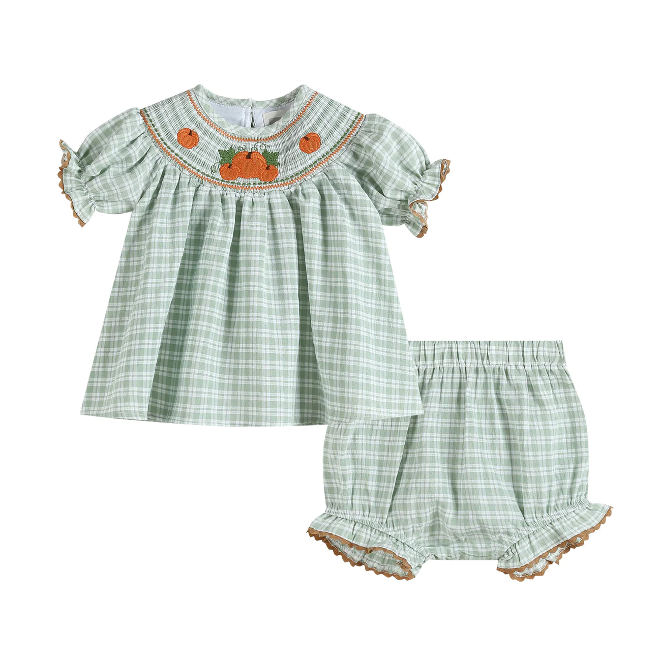 Sage Plaid Pumpkin Set