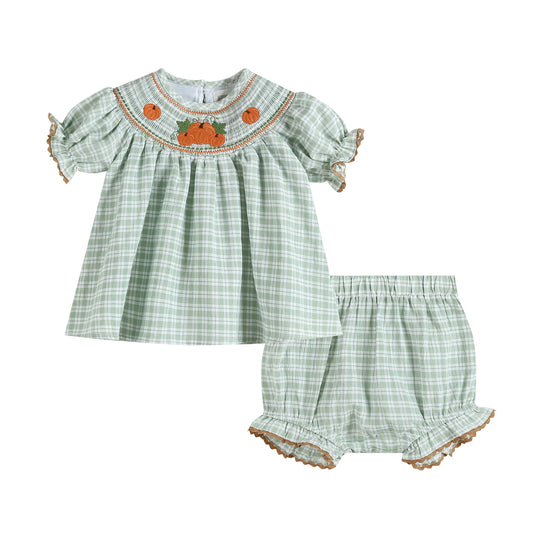 Sage Plaid Pumpkin Set