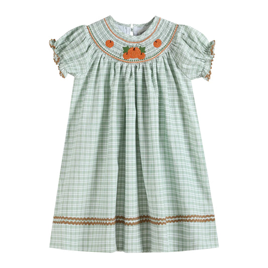 Sage Gingham Pumpkin Dress