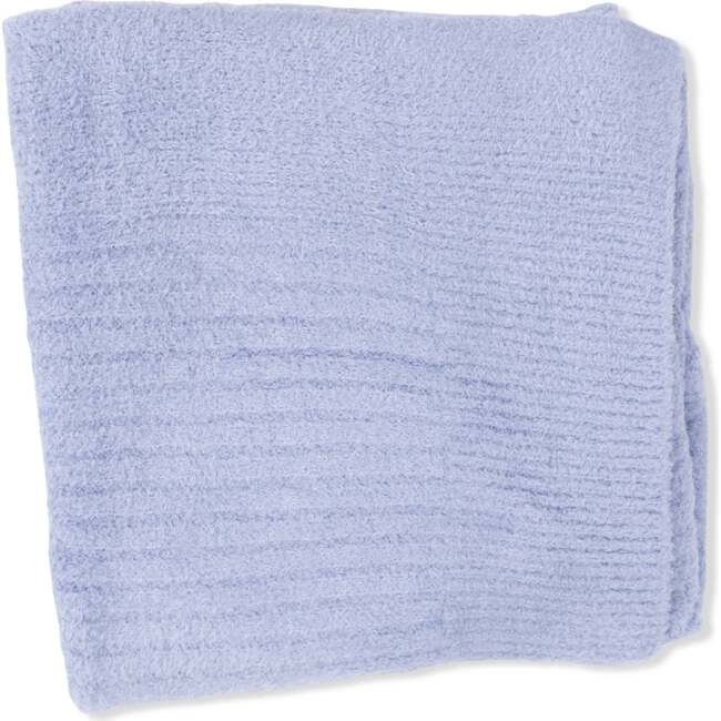 Dusty Blue Mini Chenille Blanket W Striped Texture