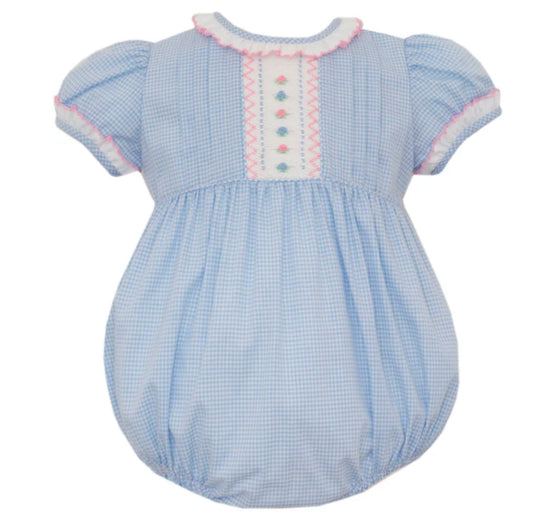 Alexandra Blue Gingham Baby Girl Bubble