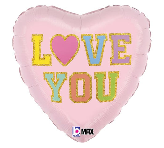 18"ILY LOVE PATCH HEART LOVE YOU BALLOON