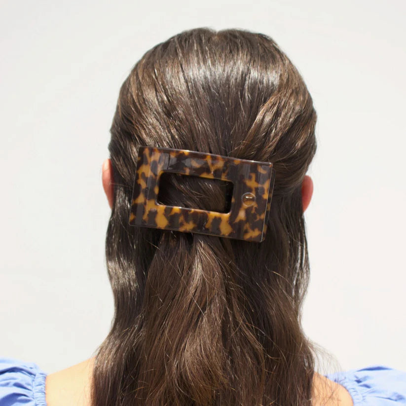Tortoise Medium Flat Rectangle Hair Clip
