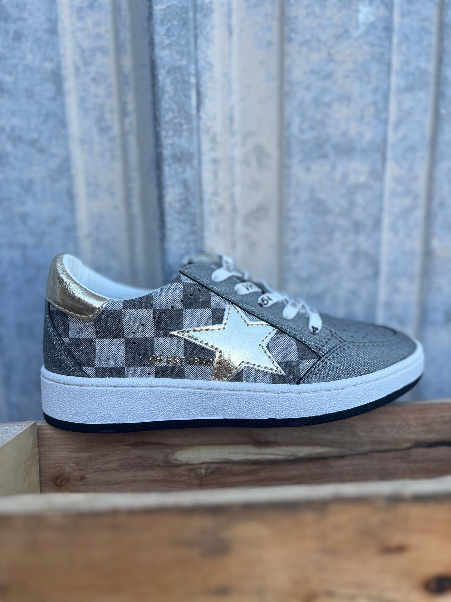 Grey Checkered W/ Gold Star