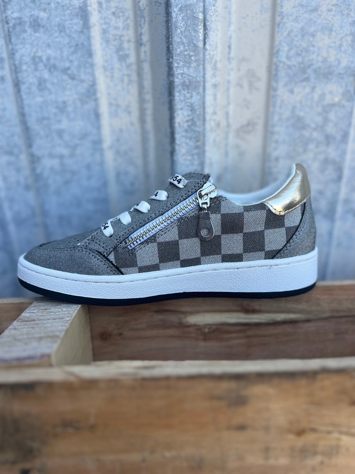 Grey Checkered W/ Gold Star