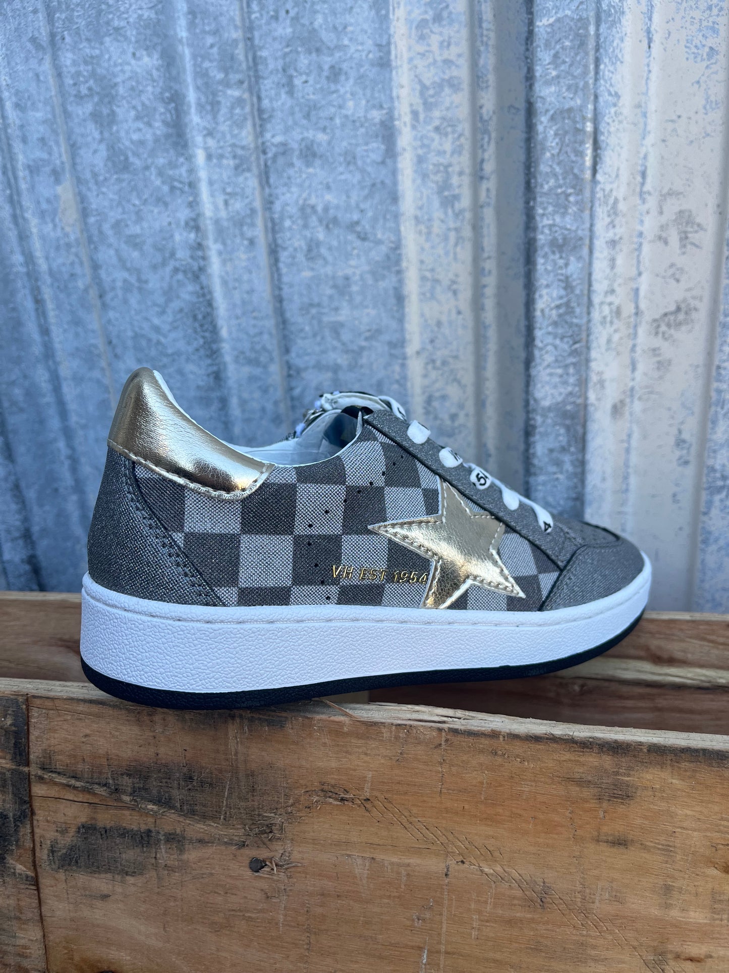 Grey Checkered W/ Gold Star