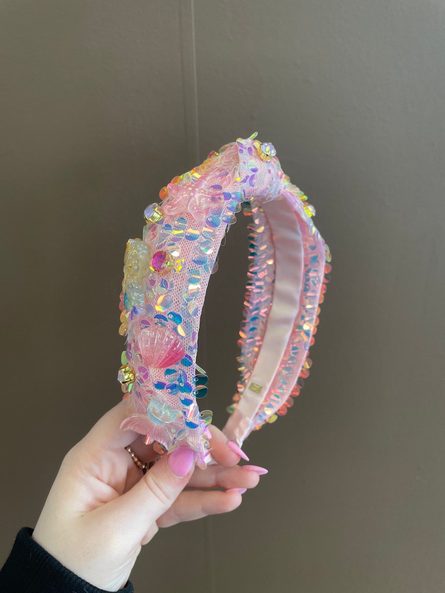 Sequin Mermaid Charm Knot Headband