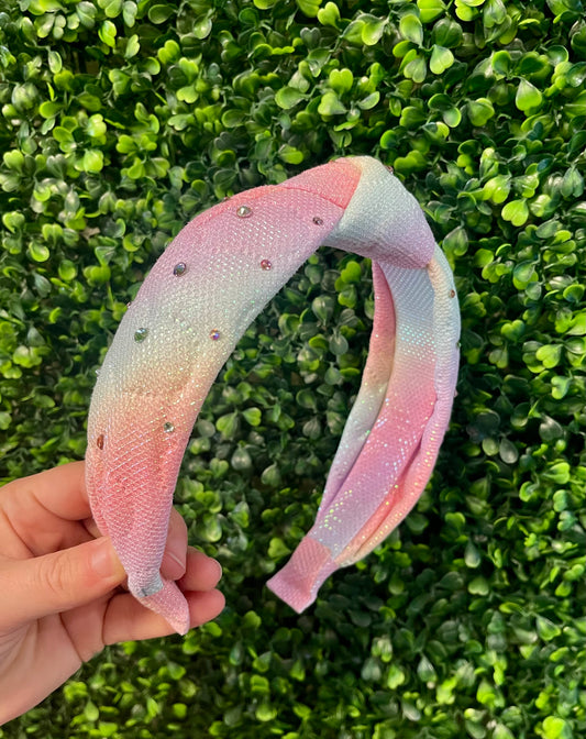 Tie Dye Heart Pastel Headband W Stones