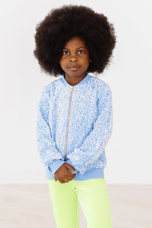 Light Blue Velvet Sequin Jacket