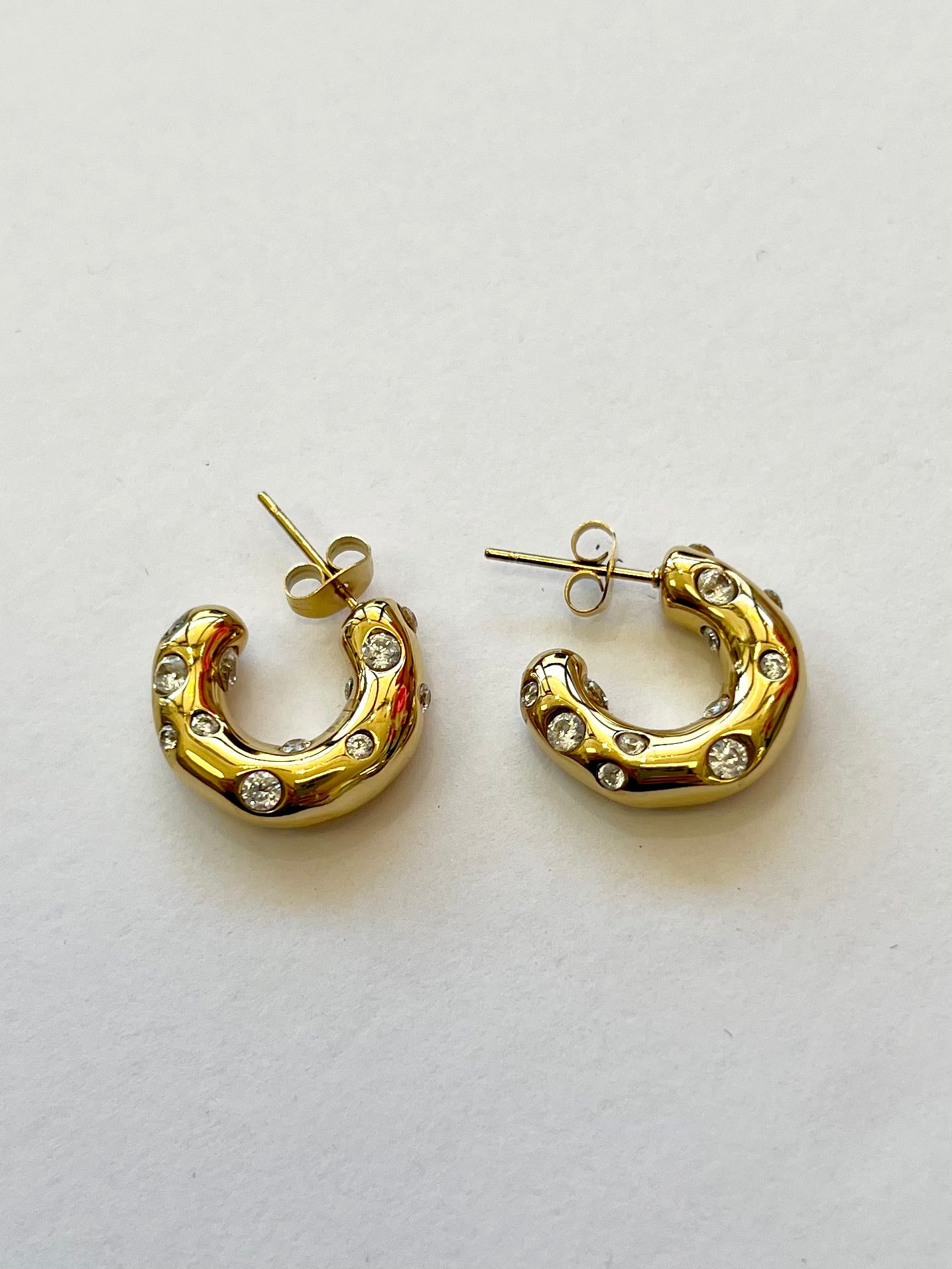 CZ Inlay Mini Hoops