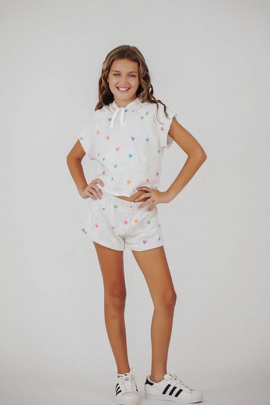 Light Gray Multi Heart Shorts