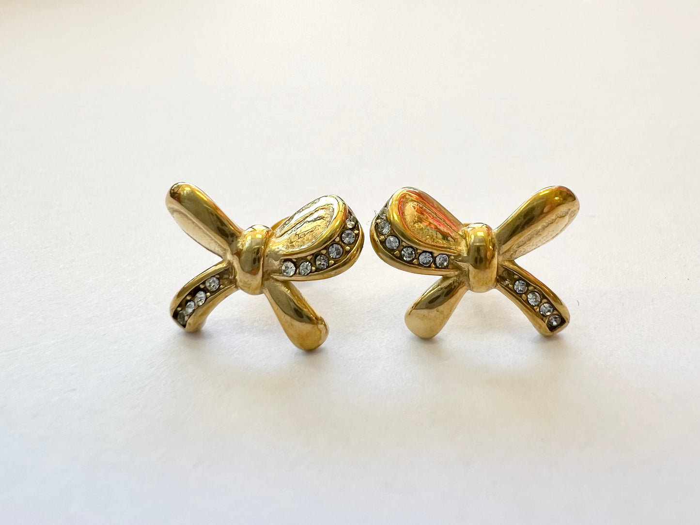 Mini Bow Studs W/ Rhinestones