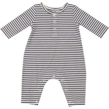 Navy & Oat Stripe Henley Romper