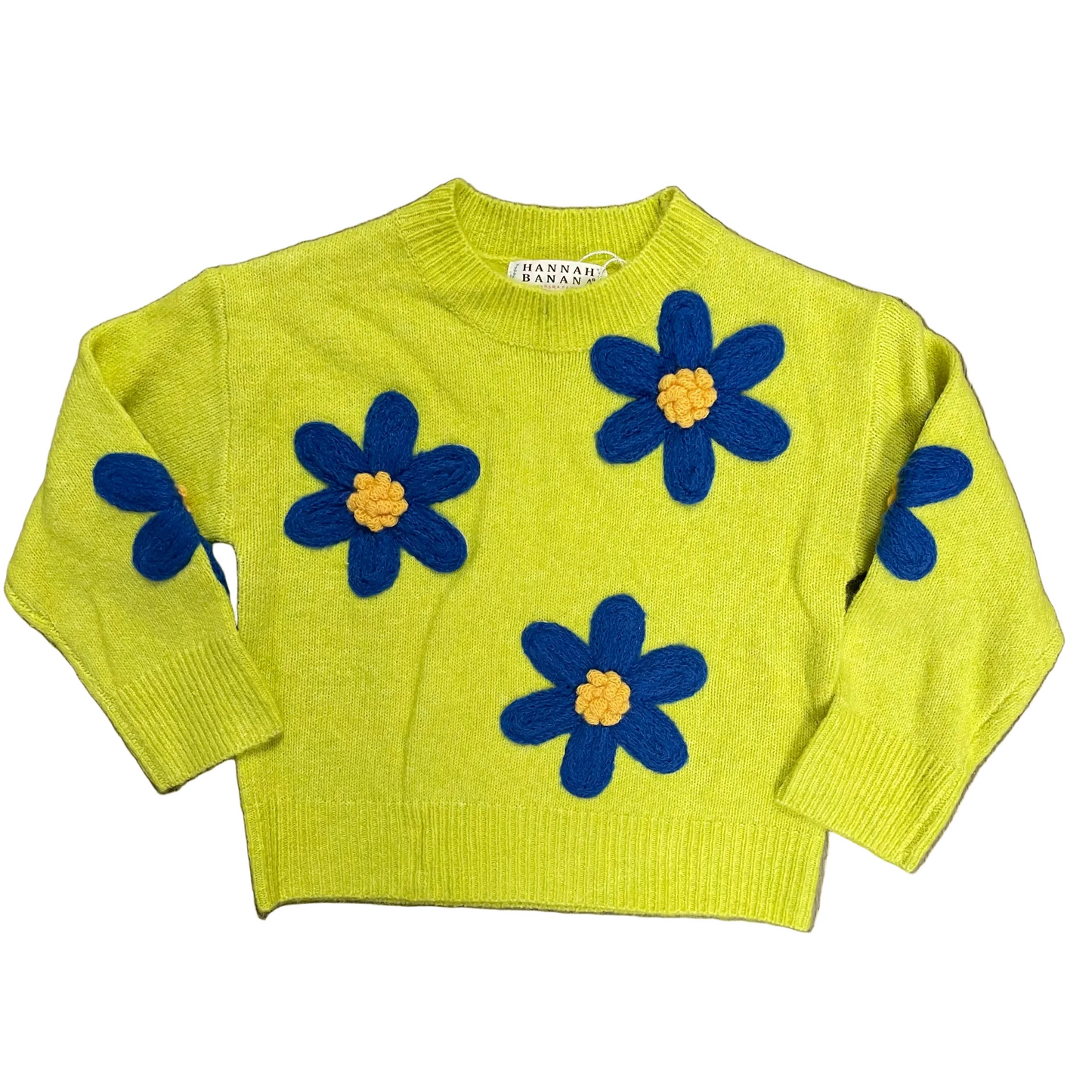 Knit Sweater w/ Chunky Flowers