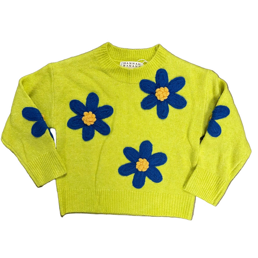 Knit Sweater w/ Chunky Flowers