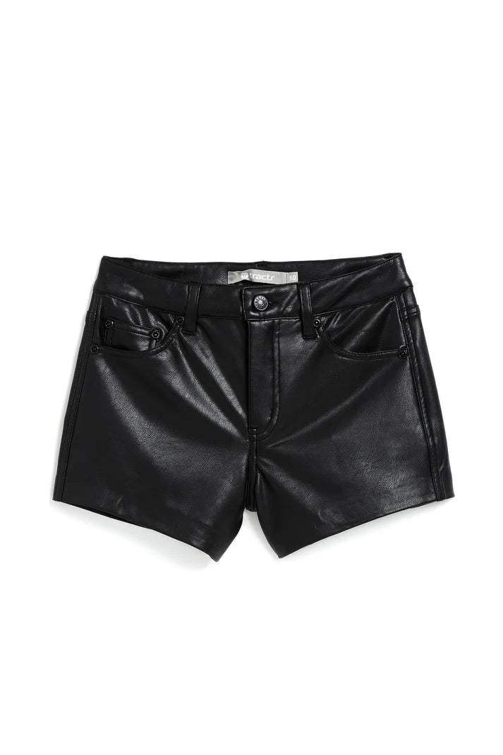 High Rise Black Pleather Shorts