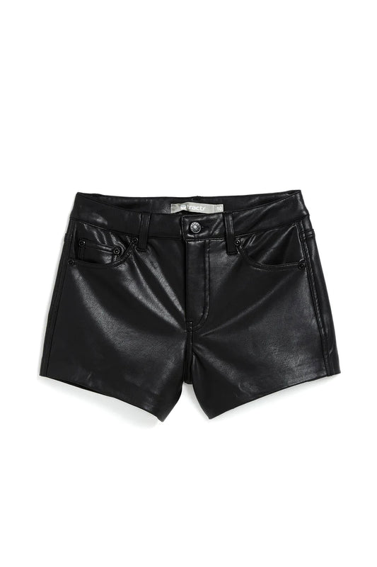 High Rise Black Pleather Shorts