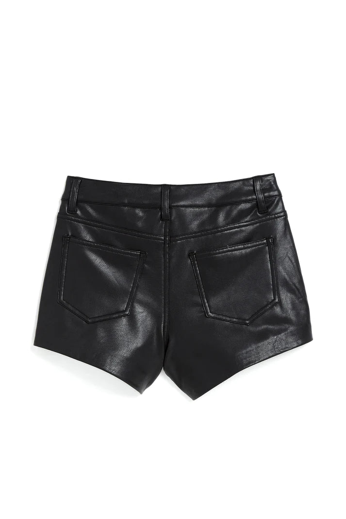 High Rise Black Pleather Shorts